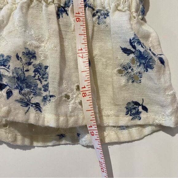 American Eagle Ruffled Tie Strap Floral Linen Blend Eyelet Crop Top Women's Med. - Picture 13 of 15